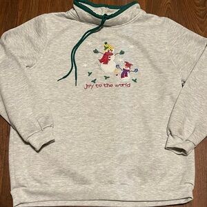 Vintage Ladies Club Drawstring Cowl Neck Christmas Snowman Sweatshirt L